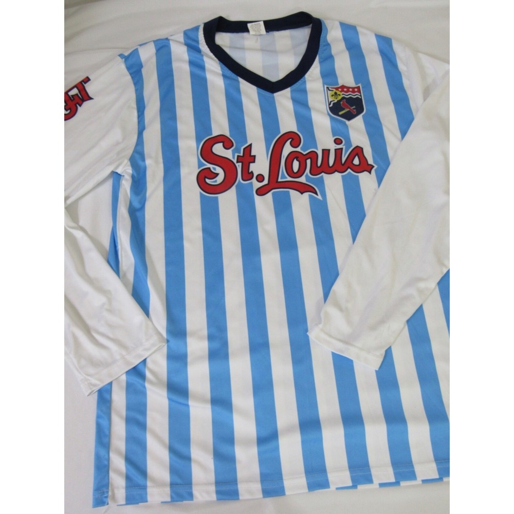 St Louis Cardinals Size XL Blue Stripe MLB Baseball Polo Activewear Slim Shirt